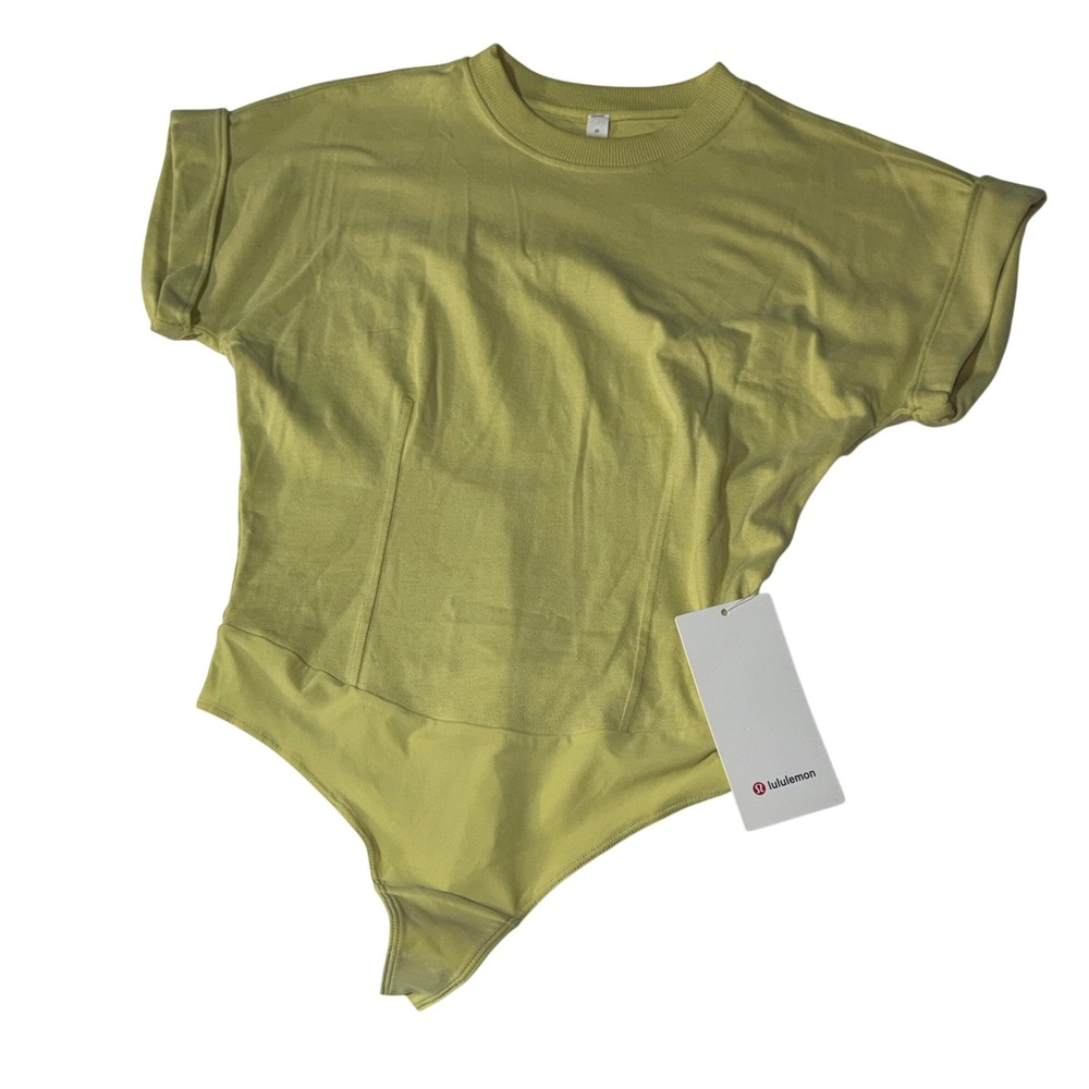 Lululemon Heavyweight Cotton T-Shirt Bodysuit Yellow LW1EAFS Sz Medium NWT‎ $108